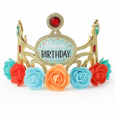 Light-Up Floral "Happy Birthday" Tiara for Kids